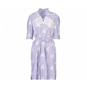 Sandro Soleil Striped Embroidered Bee-motif Dress Medium